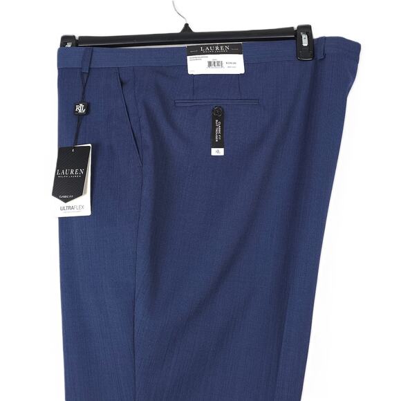 Lauren Ralph Lauren Classic-Fit Stretch Wool Suit Pants Blue Birdseye 54x30  NWT